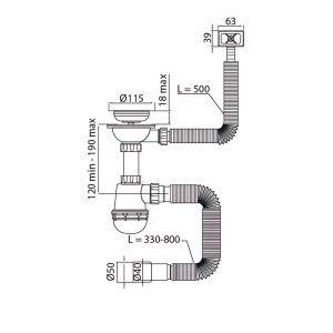 Сифон для кухни Mixxus SK-02-A 3 1/2