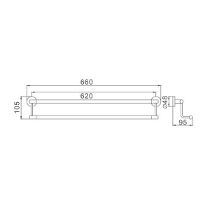 Полотенцедержатель (2 планки) 550 мм Haiba HB1709 (HB0717)