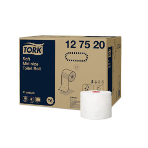Туалетная бумага TORK Premium Mid-size в меди рулонах мягкая двухслойная, 90 м