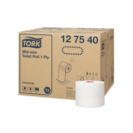 Туалетная бумага TORK Universal в меди рулонах, белая, однослойная, 135 м