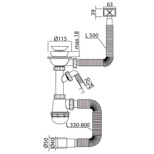 Сифон для кухни Mixxus SK-02-B 3 1/2