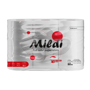 Туалетная бумага Mildi Pro Expert ТМ КОХОВИНКА, двухслойная, белая, 6шт, 50м