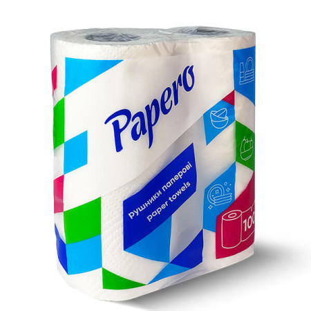 Полотенца целлюлозные двухслойные в рулоне, 2 шт. в уп. ТM Papero