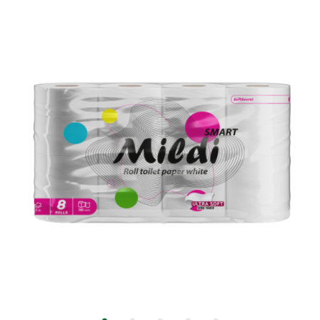 Туалетная бумага Mildi SMART ТМ КОХОВИНКА, двухслойная, белая, 8шт