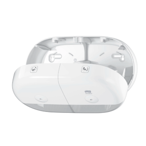 Двойной диспенсер для туалетной бумаги в мини-рулонах TORK SmartOne, белый. Photo 3