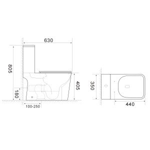 Чаша унитаза-компакта Mixxus Wave-0404-R Bowl 630х350х805 Rimless без сиденья (MI8362)