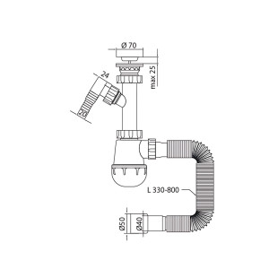 Сифон для кухни Mixxus SK-01-B 1 1/2