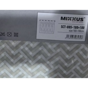 Шторка для ванной Mixxus SCT-005-180x180 из полиэстера со встроенными кольцами (Узор серый) (AC0646)