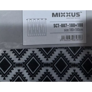 Шторка для ванной Mixxus SCT-007-180x180 из полиэстера со встроенными кольцами (Узор 