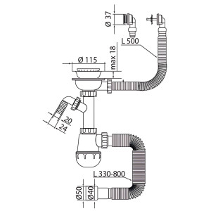 Сифон для кухни Mixxus SK-07-B 3 1/2