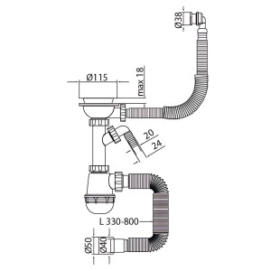 Сифон для кухни Mixxus SK-06-BL 3 1/2