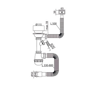 Сифон для кухни Mixxus SK-05-BL 3 1/2