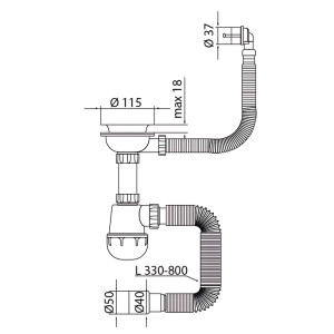 Сифон для кухни Mixxus SK-07-A 3 1/2
